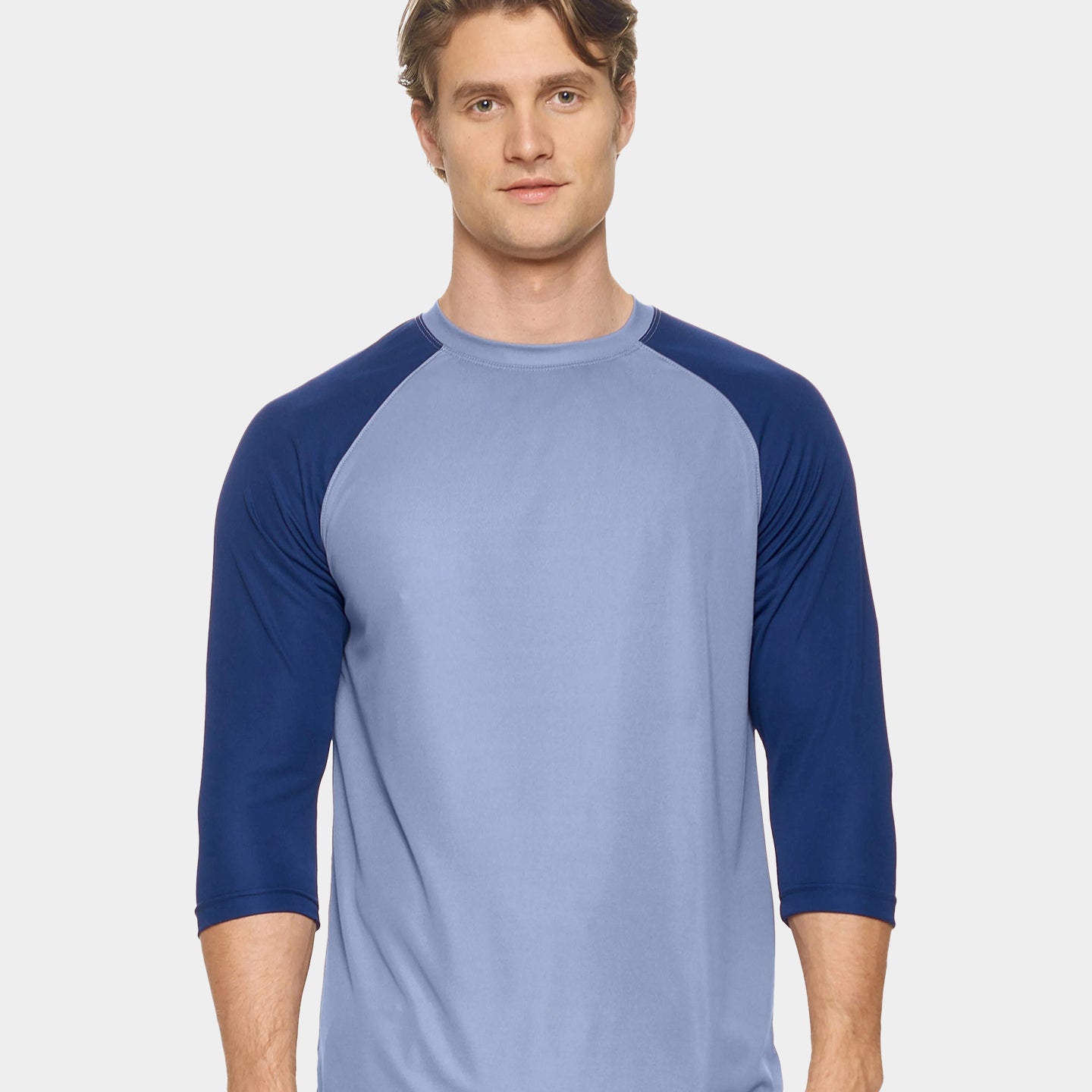 Expert Brand Men's Drimax Raglan Sleeve Active Shirt, M, Steel/Navy A1