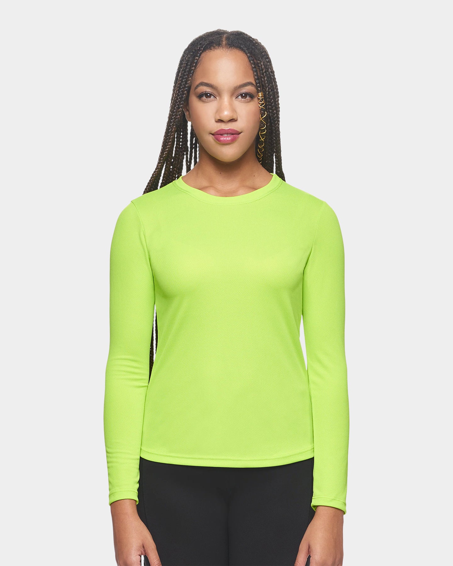 Expert Brand Oxymesh Women's Crewneck Performance Long Sleeve, XL, Key Lime Green A1