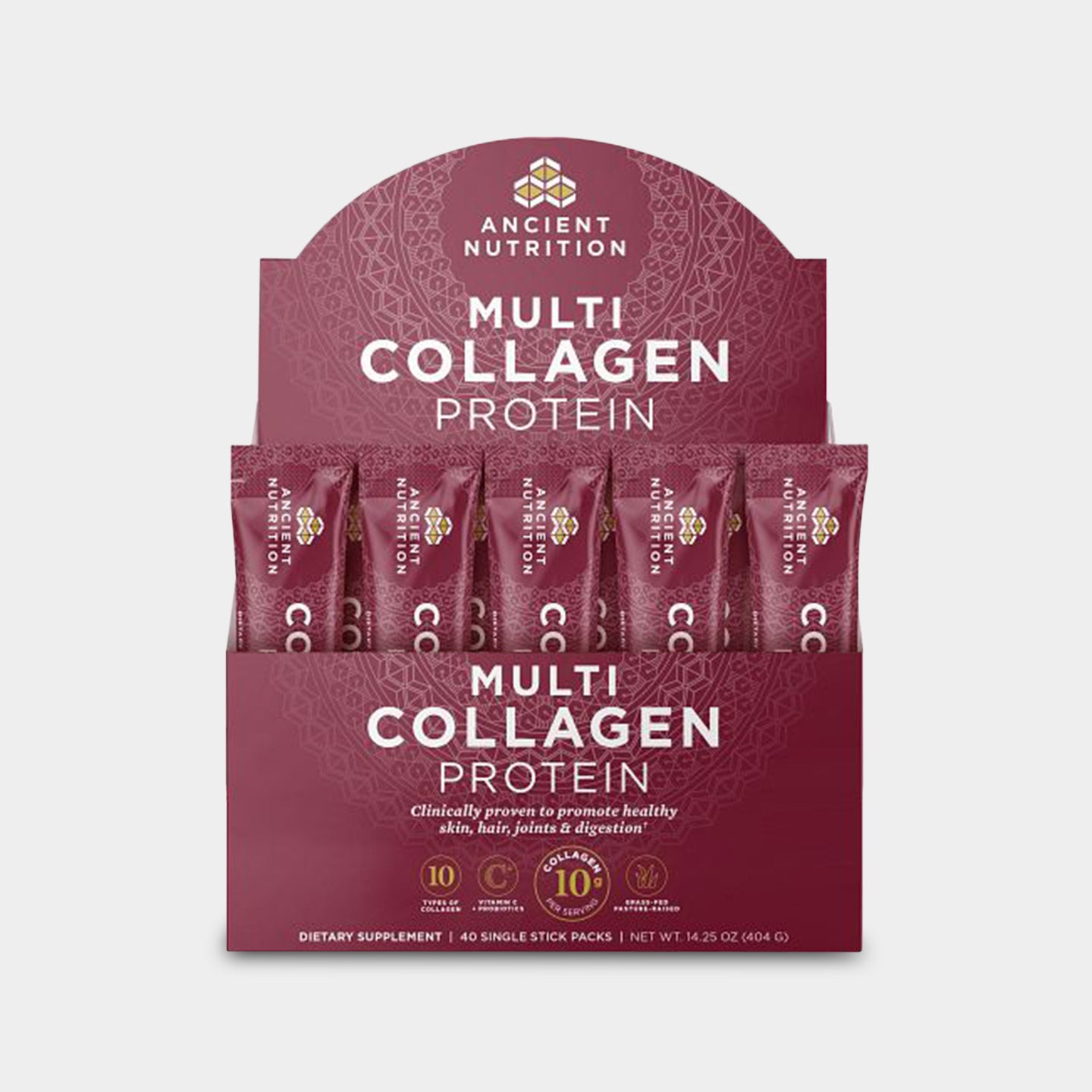 Ancient Nutrition Multi Collagen Protein - 20g, Pure, 40 Single Serv Packets A1