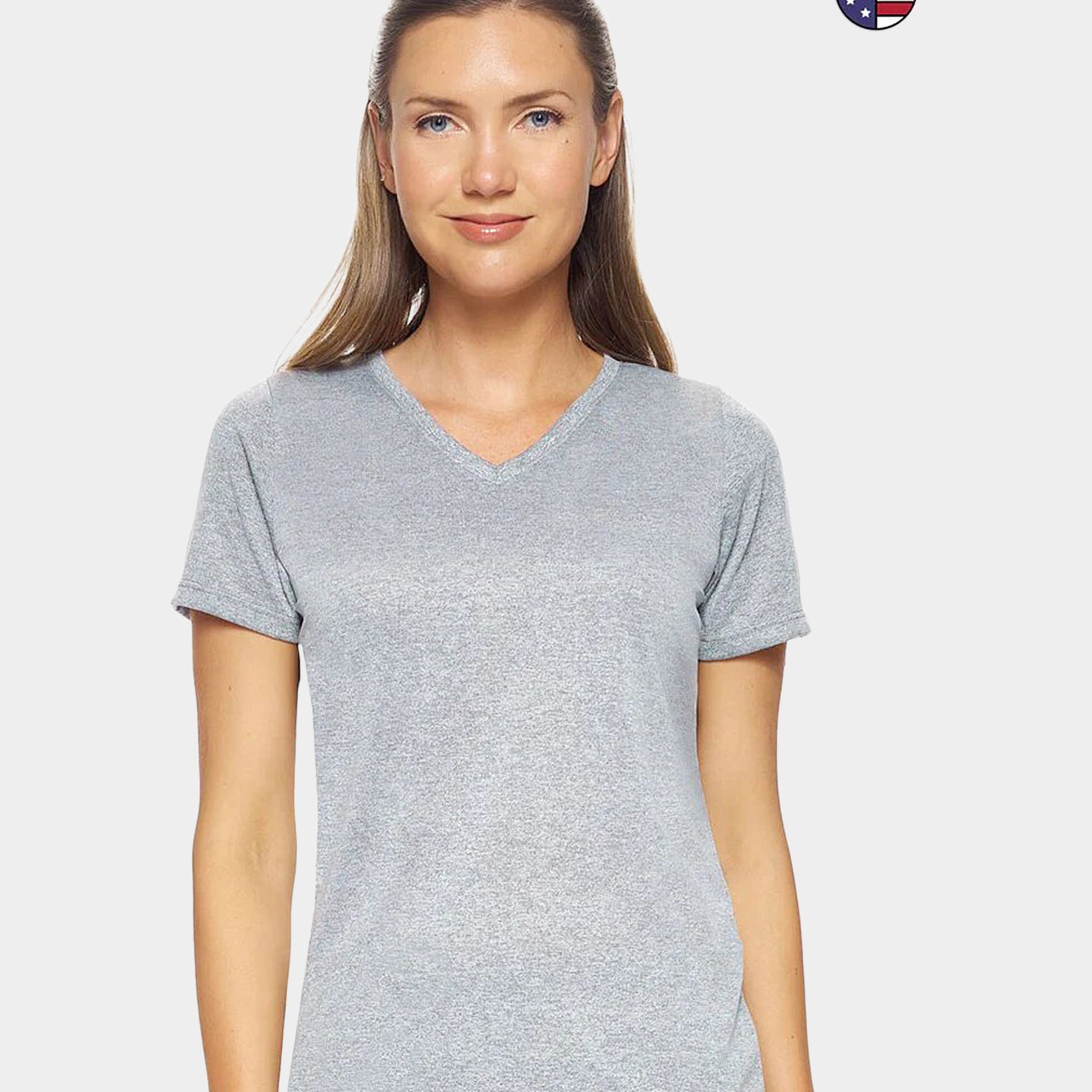 Expert Brand Women's Natural-Feel Jersey V-Neck T-Shirt, XXL, Heather Gray A1