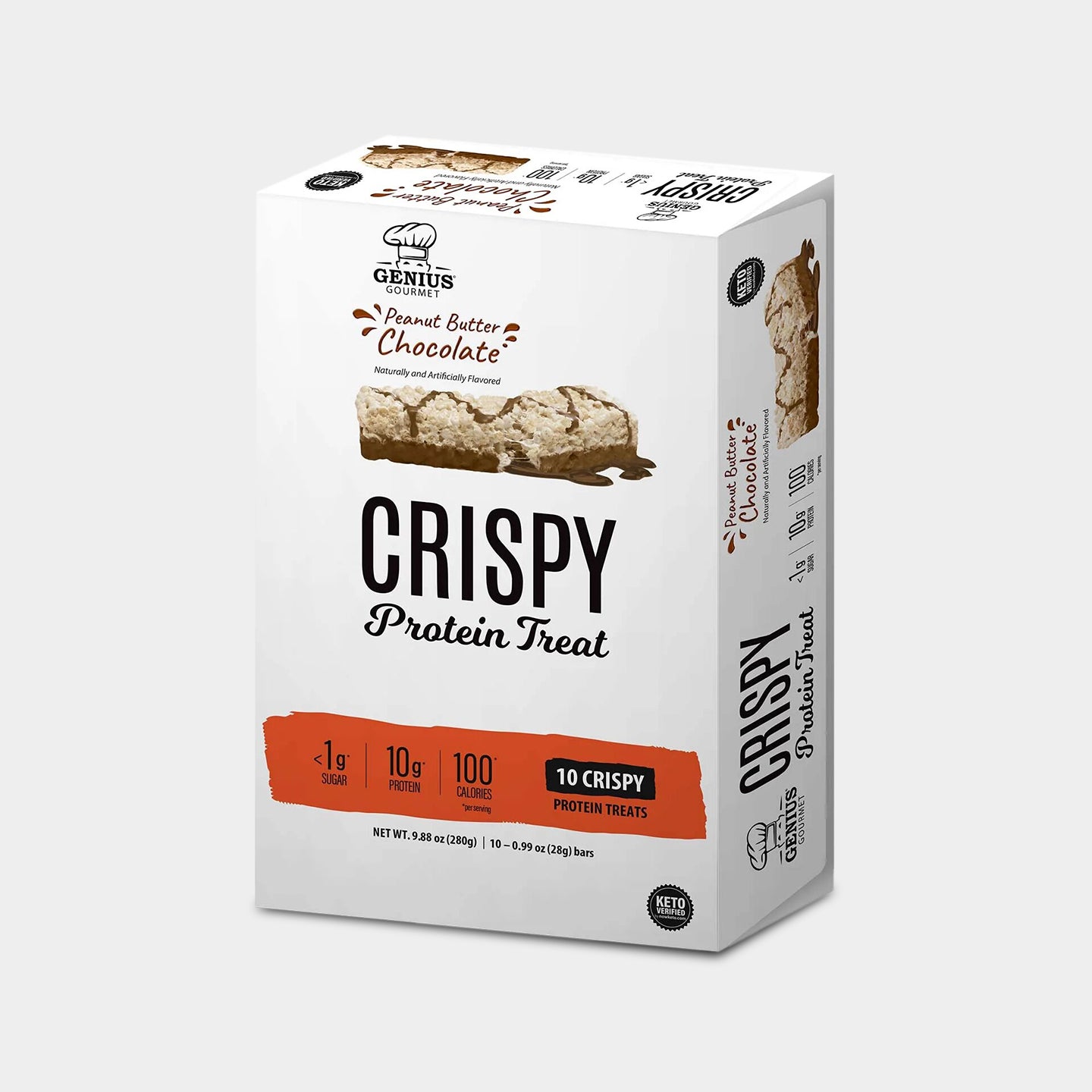 Genius Gourmet Crispy Protein Treat, Peanut Butter, 10 bars A1